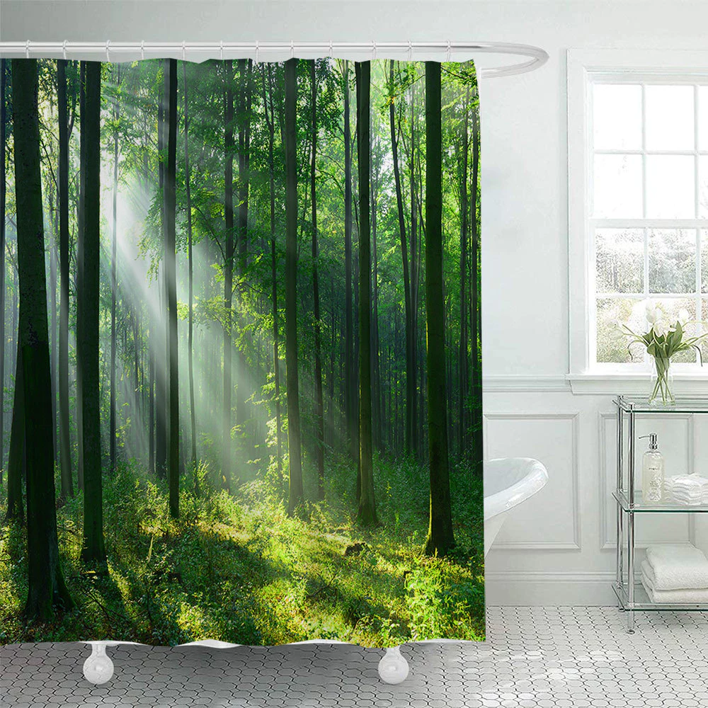 Rừng Tươi Ánh Dương Phong Cảnh Thiên Nhiên Rèm Tắm Polyester Chống Thấm Nước Phòng Tắm Vách Ngăn