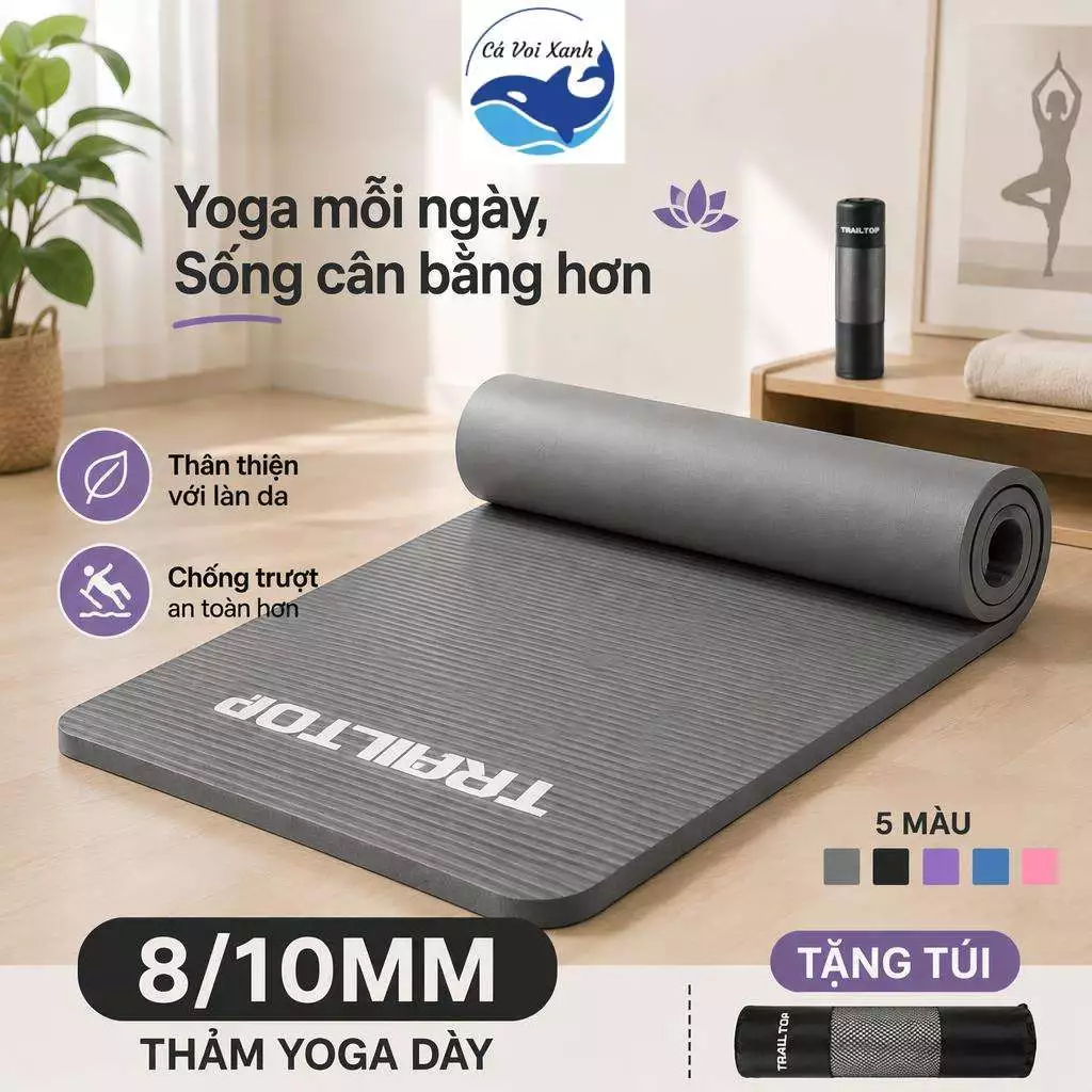 【COD】Thảm Tập Yoga Gym 8-10mm NBR Cao Cấp Chống Trượt Êm Ái Thảm Pilates Tập Luyện Tại Nhà