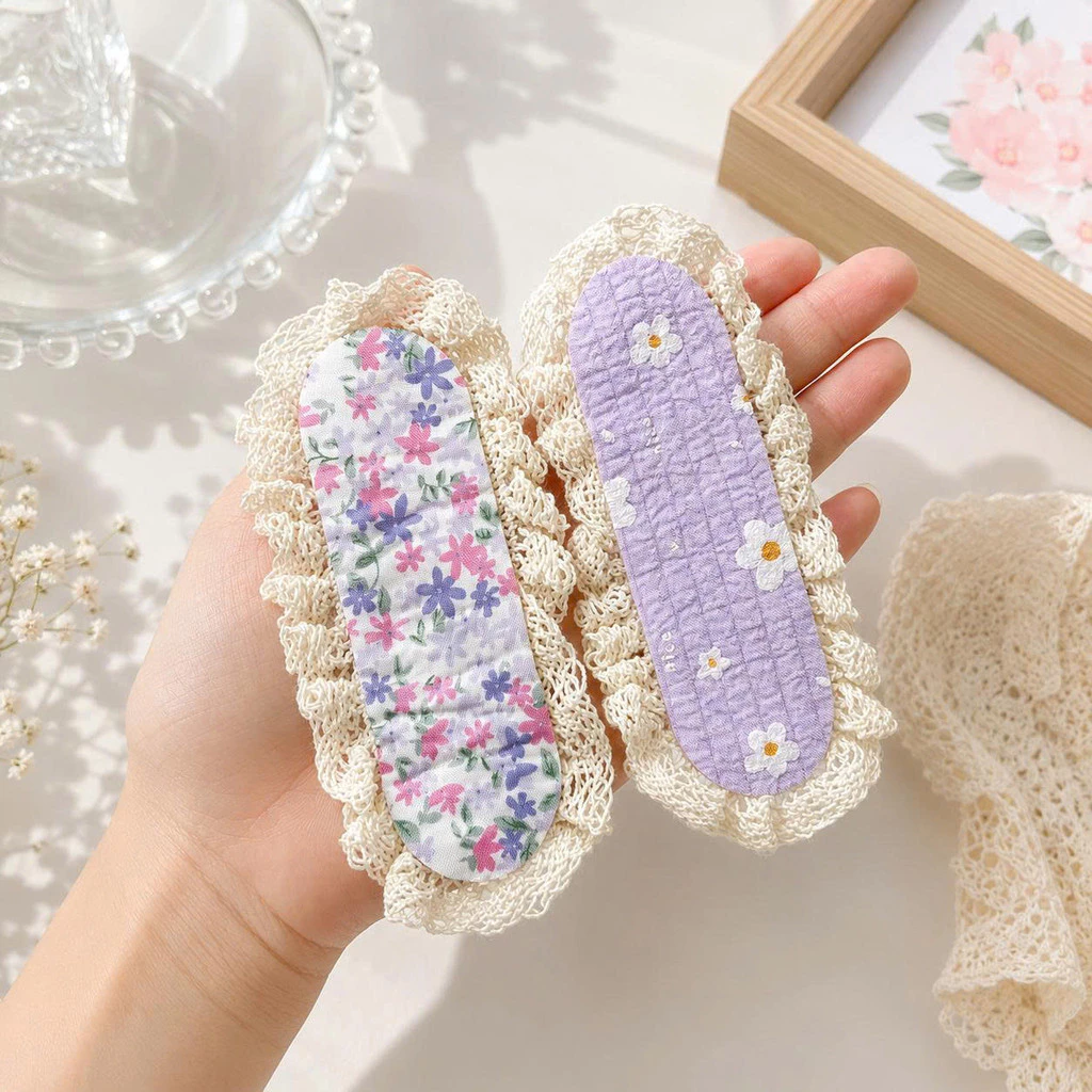 Set 2 Miếng Dán Tóc Ren Vintage Hàn Quốc, Miếng Dán Tóc Giữ Tóc Mái Skincare Makeup Hoa Nhí Caro