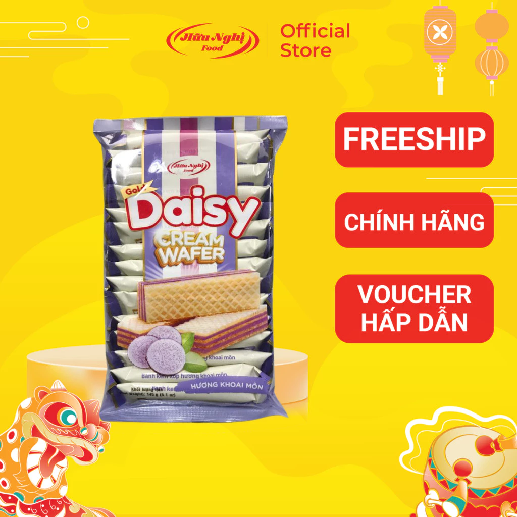 Combo 5/ Combo 3 Bánh Kem Xốp Khoai Môn Gold Daisy Hữu Nghị (145g/ 1 gói)