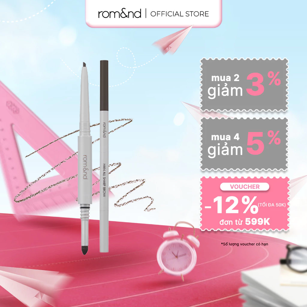 [Rom&nd] Chì kẻ mày nét mảnh 3 trong 1 Hàn Quốc Romand Han All Sharp Brow - Han All Line