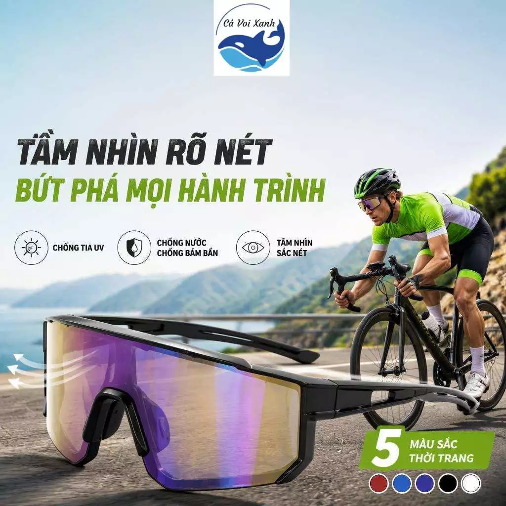 【COD】Kính Râm Đổi Màu UV400 Chống Chói - Kính Xe Đạp Đa Năng Chống Bụi Bảo Vệ Mắt Thể Thao Đi Đường Kèm Hộp Cao Cấp