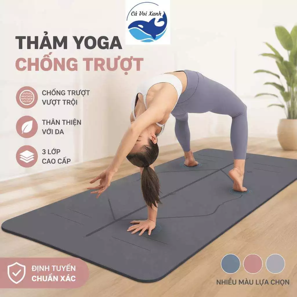 【COD】Blue Whale - Thảm Yoga TPE Cao Cấp Dày 6/8mm Thảm Tập Gym Chống Trượt Pilates Tập Thể Dục Tại Nhà