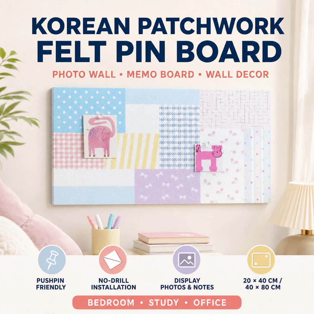 Bảng Ghim Nỉ Treo Tường Phong Cách Hàn Quốc 20x40 40x80cm Không Cần Khoan Trưng Bày Ảnh Ghi Chú Phòng Ngủ