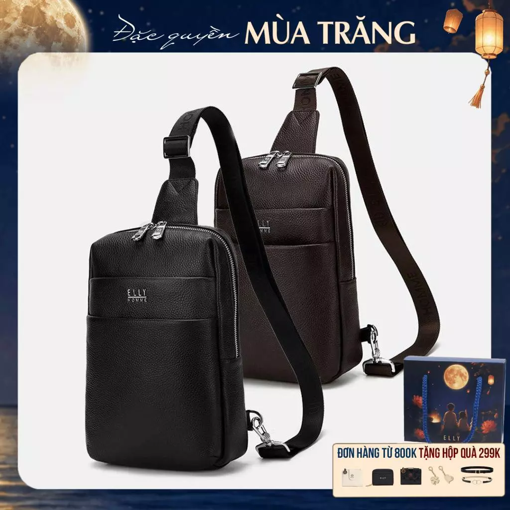 Túi đeo chéo nam da thật ELLY HOMME ETM26 cao cấp chính hãng