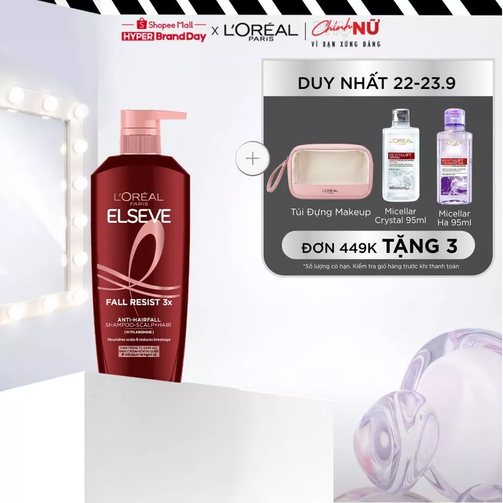 Dầu Gội L'Oréal Paris Elseve Fall Resist 3x Giảm Gãy Rụng Tóc 620ml