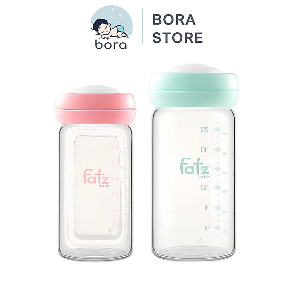 Bộ 2 bình trữ sữa thuỷ tinh Fatz Baby Store 3 180ml/240ml chịu nhiệt tốt an toàn cho bé