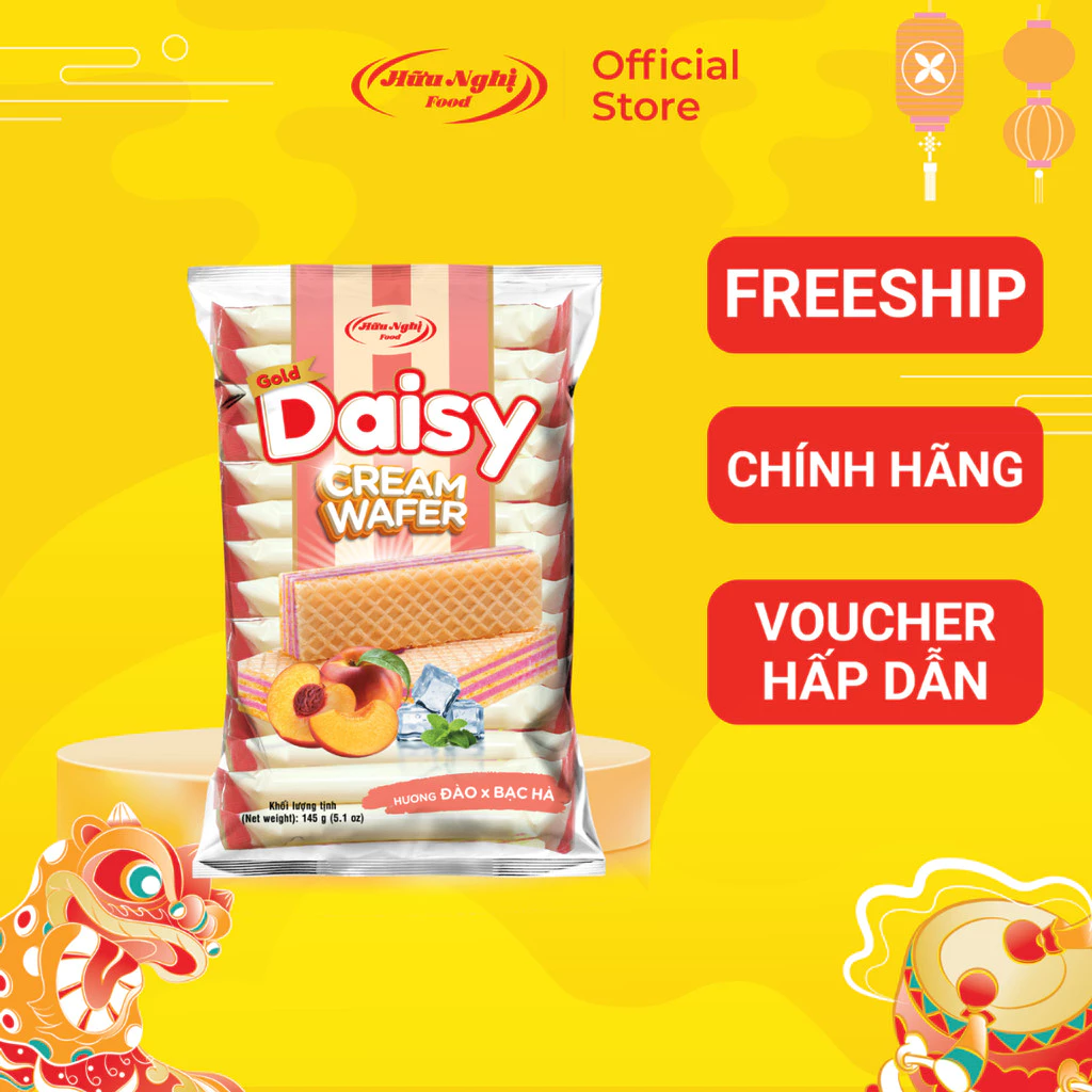 Combo 5/ Combo 3 Bánh Kem Xốp Đào Bạc Hà  Gold Daisy (145g/ 1 gói)