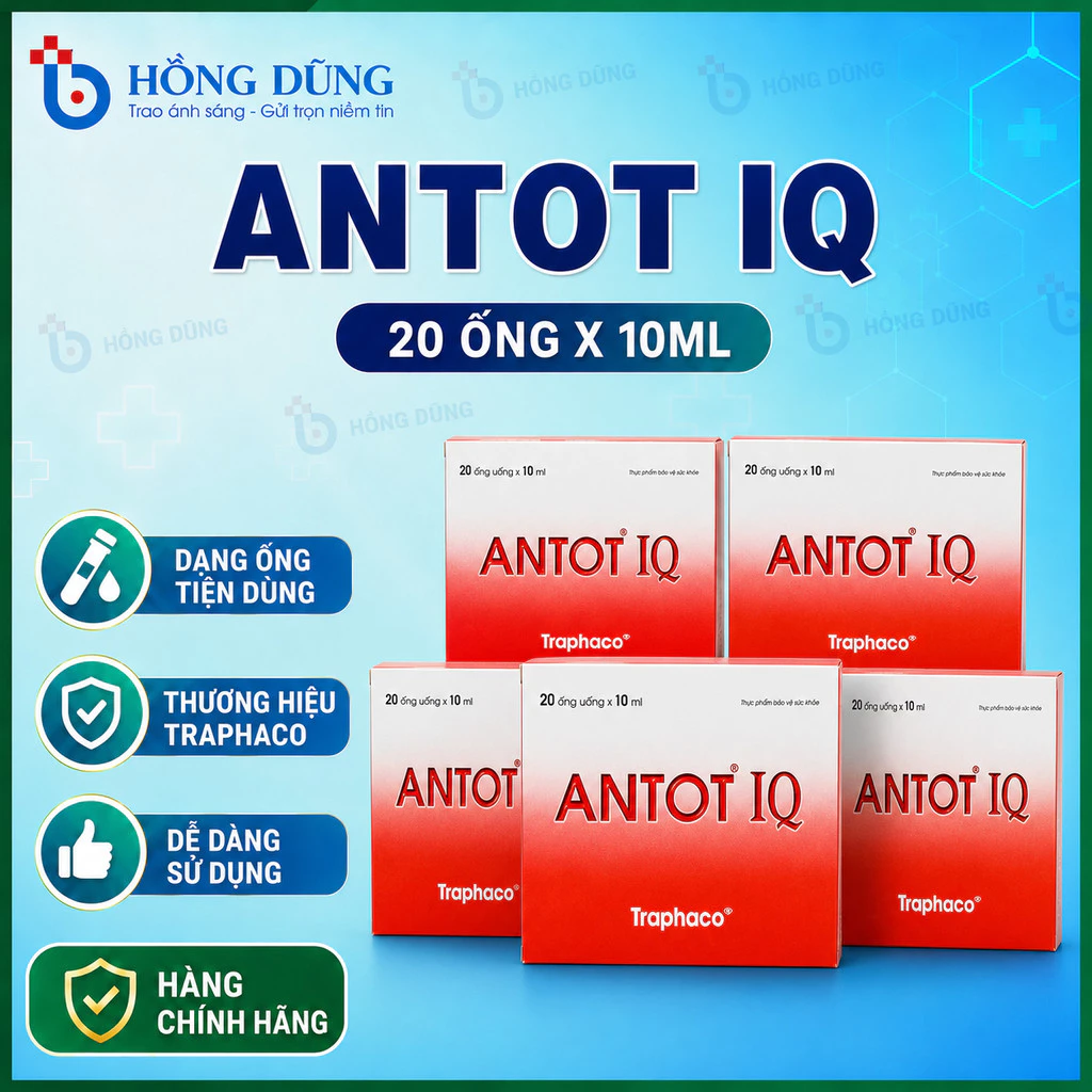 TPBVSK ANTOT IQ Traphaco- Hỗ Trợ: Phát Triển Não Bộ Tăng Khả Năng Tập Trung, Tăng Hấp Thu Hộp 20 Ống Uống x 10m