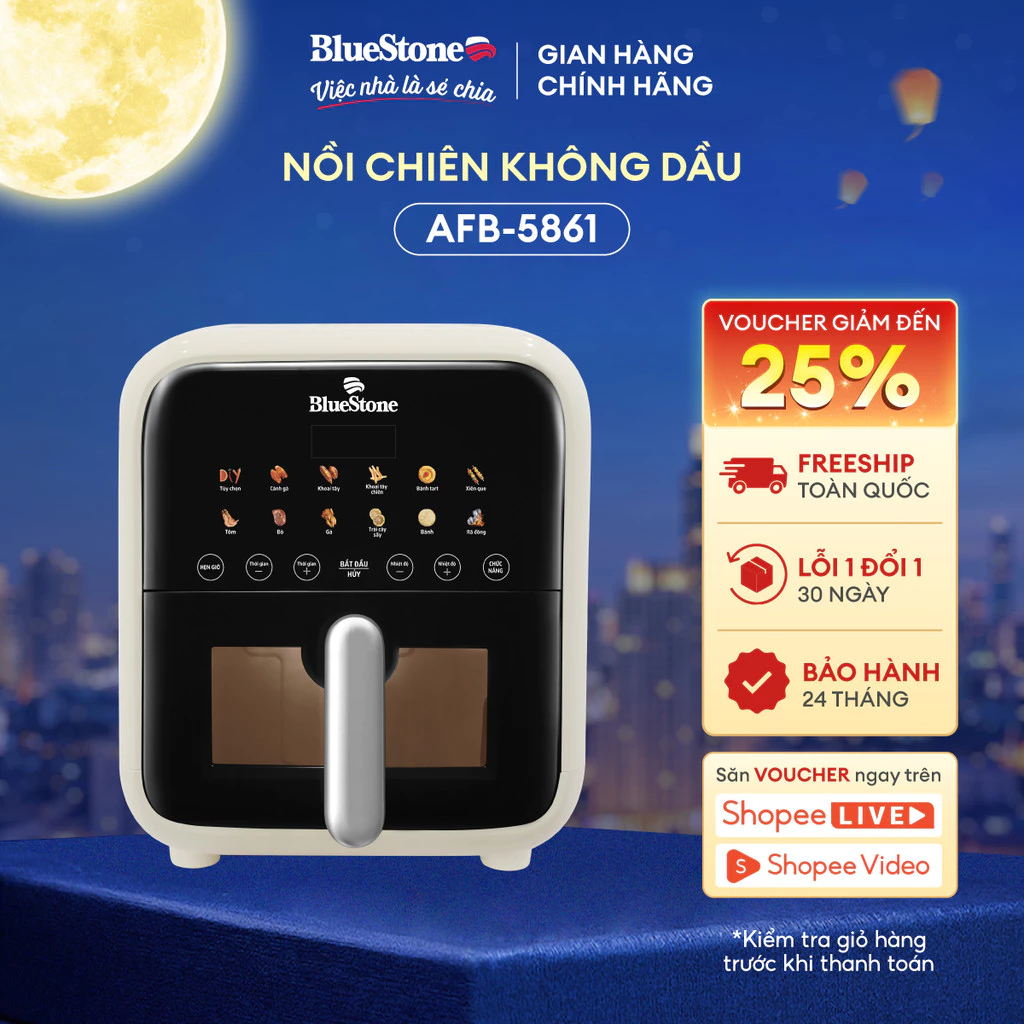 [MCN2] Nồi Chiên Không Dầu Điện Tử BlueStone AFB-5861 - 7 Lít - 1800W
