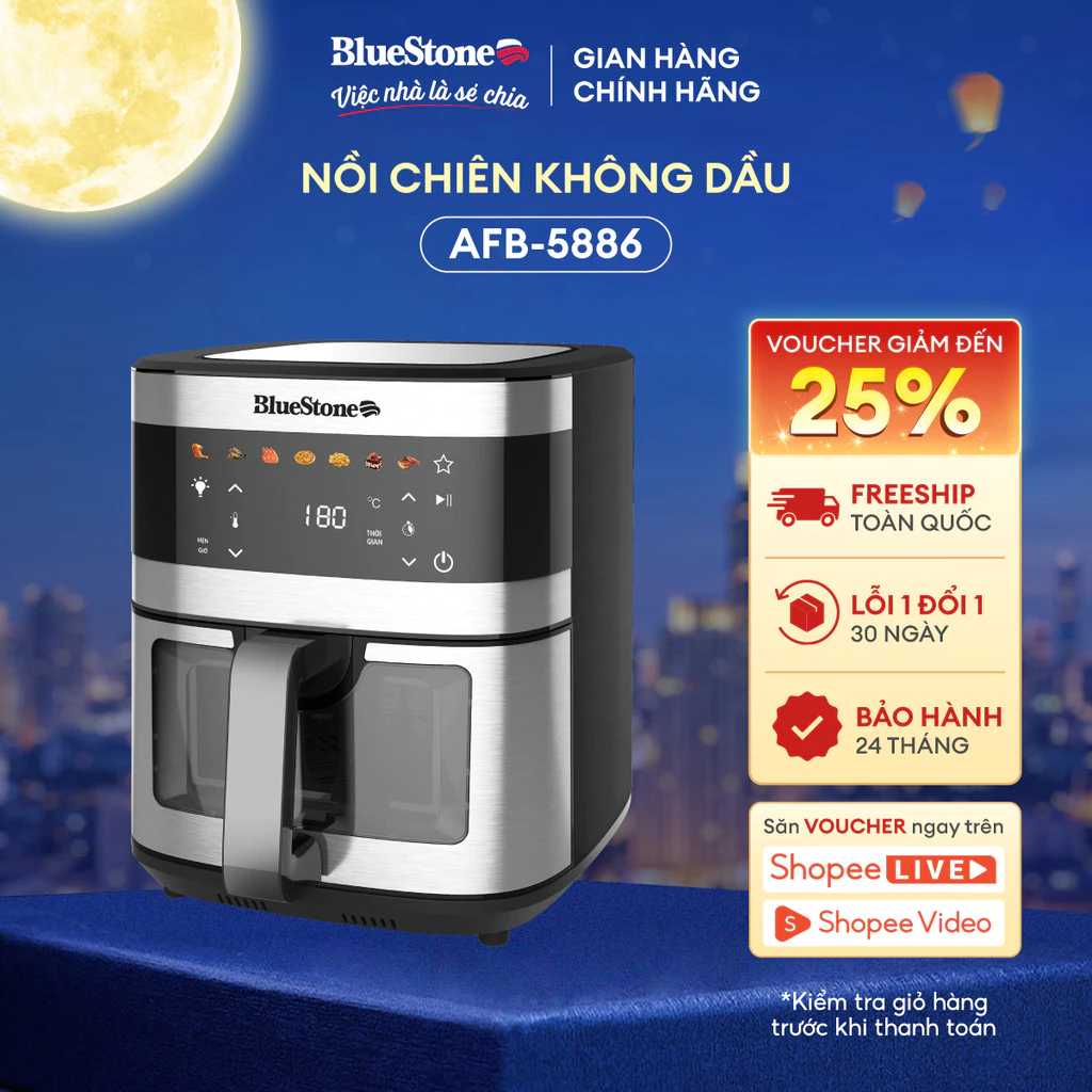Nồi Chiên Không Dầu BlueStone AFB-5886 l 9 Lít l 1800W - Bảo hành 2 năm