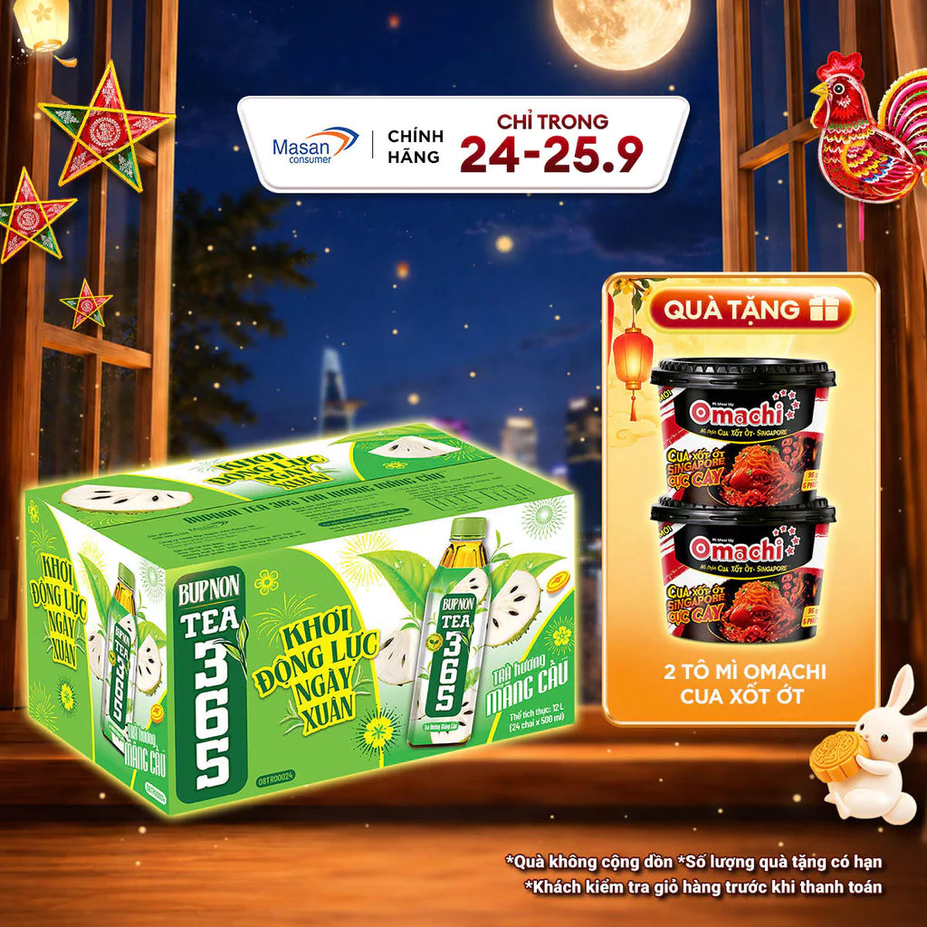 BUPNON TEA 365 trà lài hương mãng cầu 4bl x 6chai x 500ml