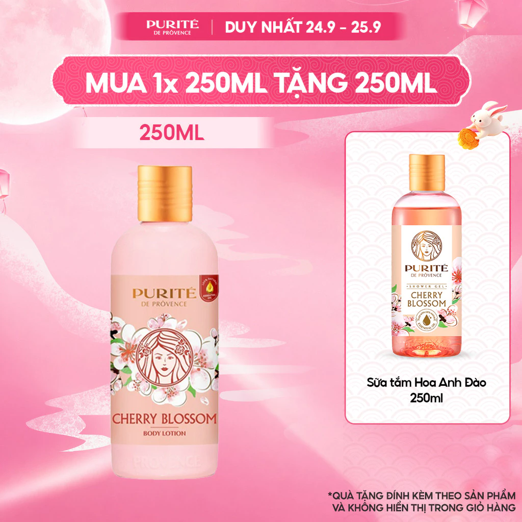 Sữa Dưỡng Thể Thiên Nhiên Purité Hương Hoa Anh Đào 250ML Tặng  Sữa Tắm Purité Hoa Anh Đào 250ML