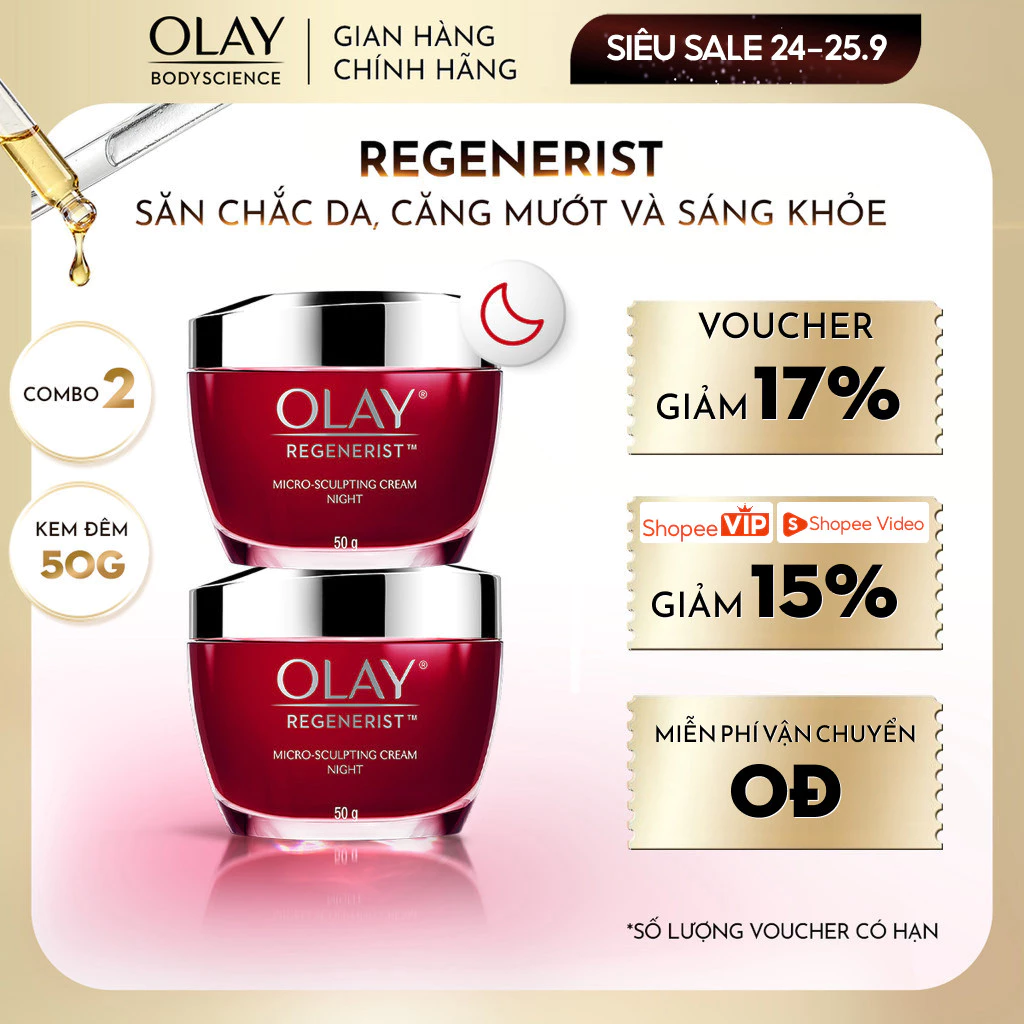 [LIVE] Combo 2 Kem Dưỡng Da Ban Đêm Olay Regenerist 50g