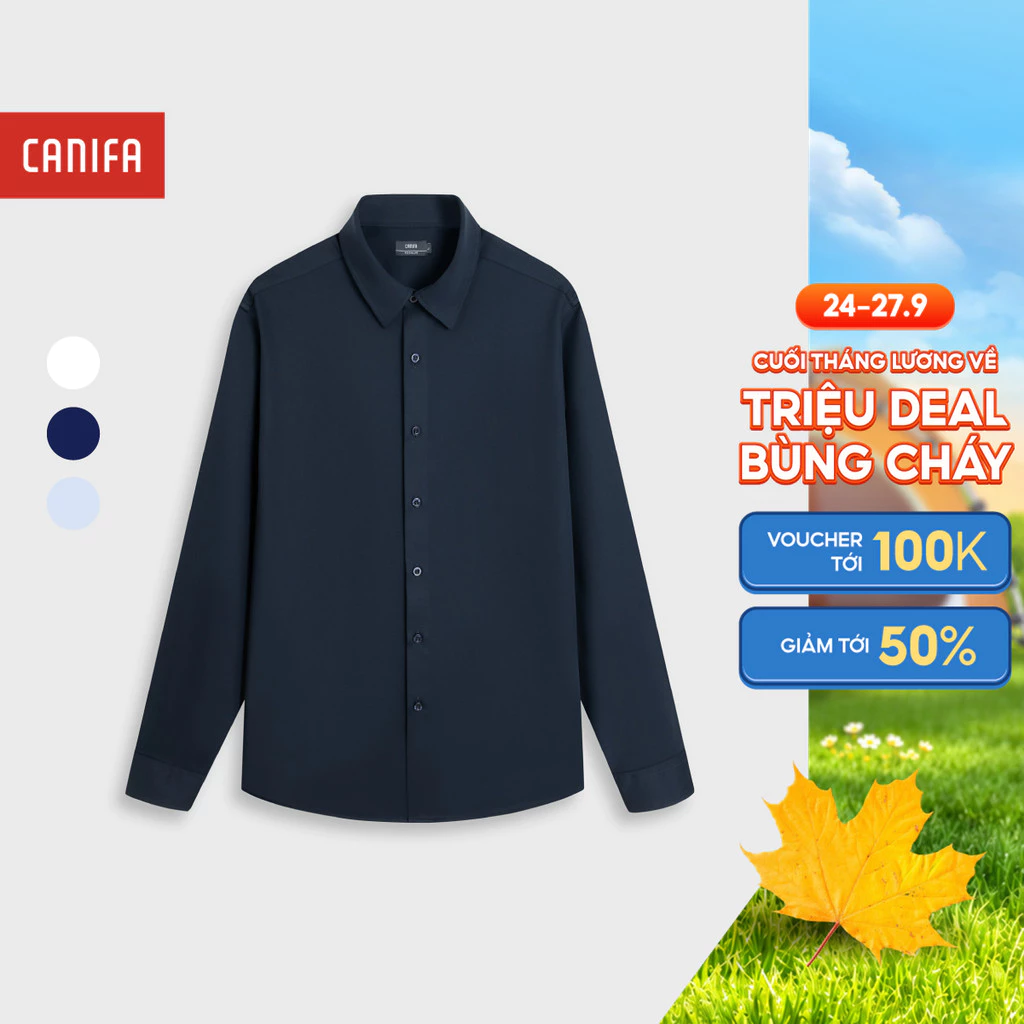 Áo sơ mi nam dài tay CANIFA công sở, đứng phom, hạn chế nhăn 8TH26W005