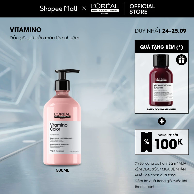 Dầu gội giữ màu tóc nhuộm chuyên nghiệp & dưỡng tóc mềm mượt Vitamino Color 500ml