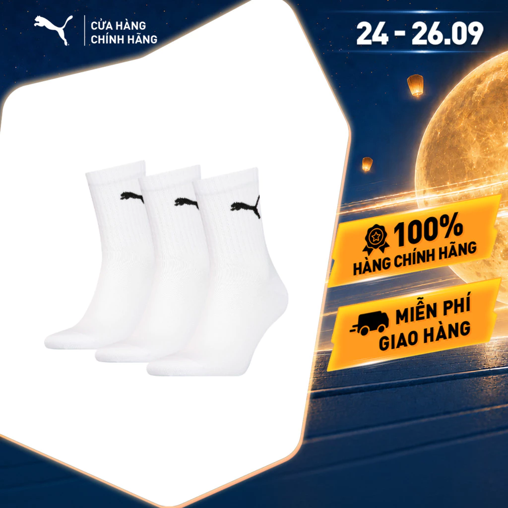 Bộ 3 Đôi Vớ Thể Thao PUMA Unisex Various U Short Sock 3P white Màu Trắng