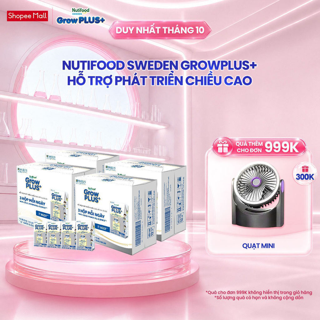 Combo 4 Thùng 24 hộp Sữa Bột Pha Sẵn Nutifood Sweden GrowPLUS+ Cao lớn vượt…