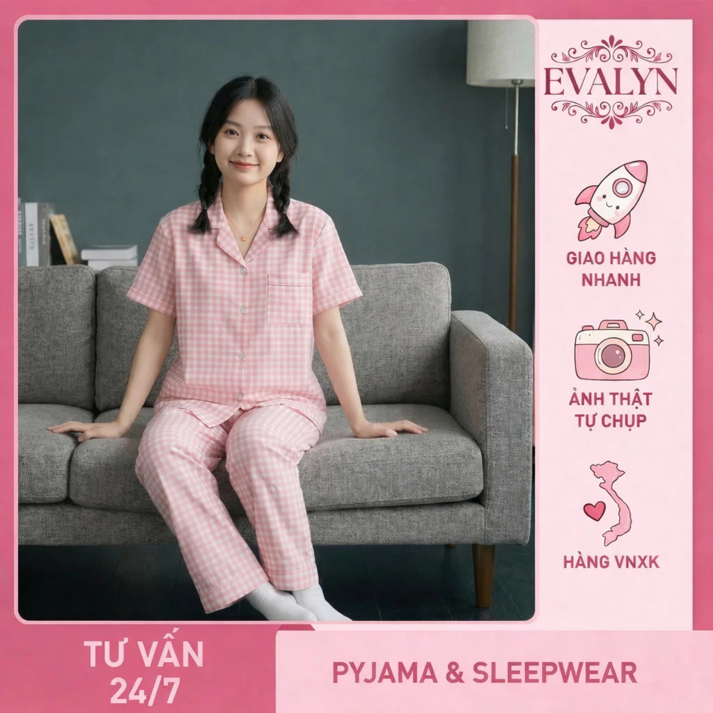 Đồ Ngủ Nữ Họa Tiết Cute - Pijama Tay Ngắn Quần Dài Chất Mềm Mịn Mát Mẻ Full Size B30887