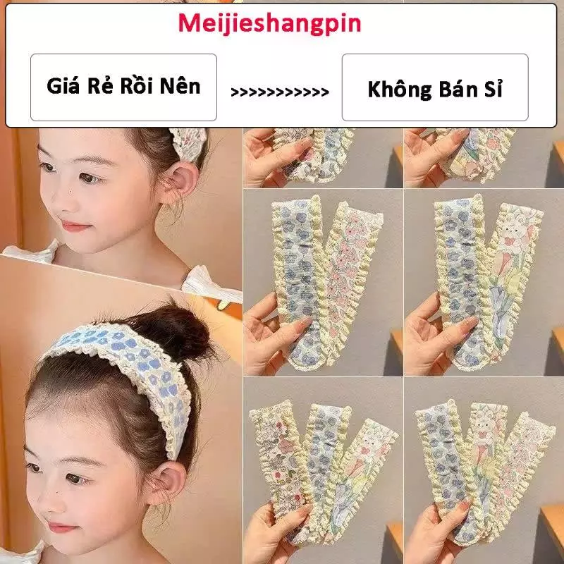 Miếng Dán Tóc Mái Nữ Kiểu Hàn Gọn Gàng Khi Makeup Rửa Mặt Hoa Nhí Xinh Xắn, Băng Đô Velcro Giữ Tóc