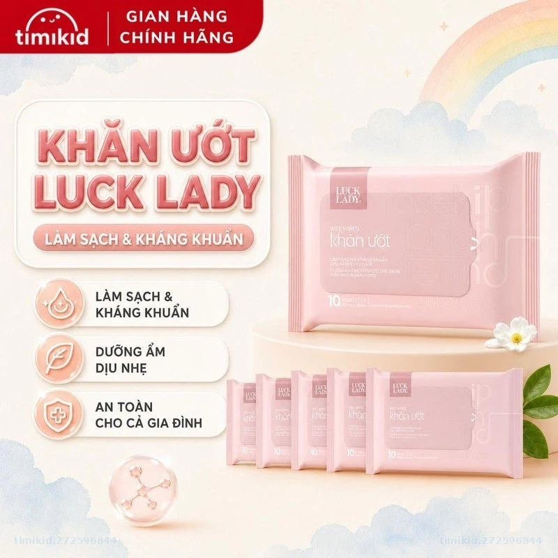 Combo 5 Gói Khăn Ướt LUCK LADY 10 Tờ