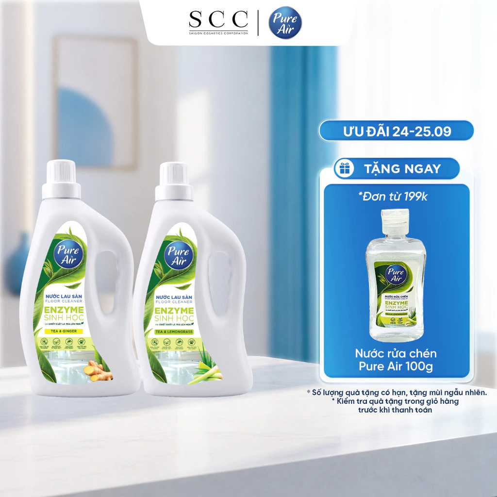 Nước Lau Sàn Enzyme Sinh Học Pure Air - Hỗ Trợ Làm Sạch Khử Mùi, Mang Lại Không Gian Sạch Sẽ, Thoáng Mát