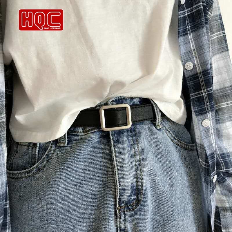 Dây belt thắt lưng nữ khóa chữ nhật màu bạc - hàn quốc siêu rẻ