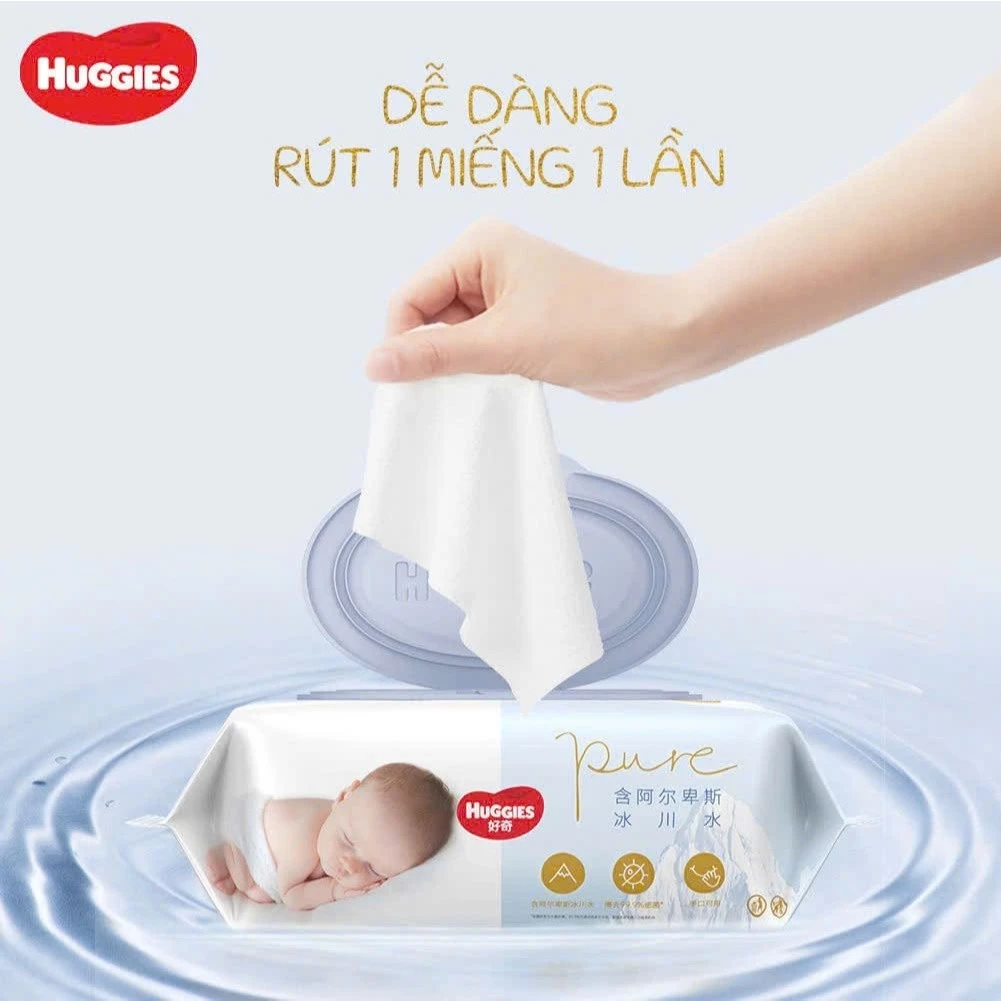✨ Khăn Ướt Huggies Golden Wet Wipes 80 Miếng Chính Hãng - Dịu Nhẹ (Voucher Extra, Freeship)