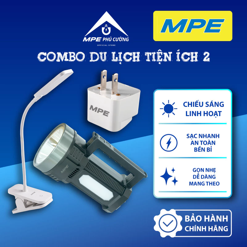(CHÍNH HÃNG) COMBO DU LỊCH KẾT HỢP Ổ CẮM DU LỊCH, ĐÈN BÀN ĐA NĂNG DẠNG KẸP, ĐÈN PIN ĐA NĂNG