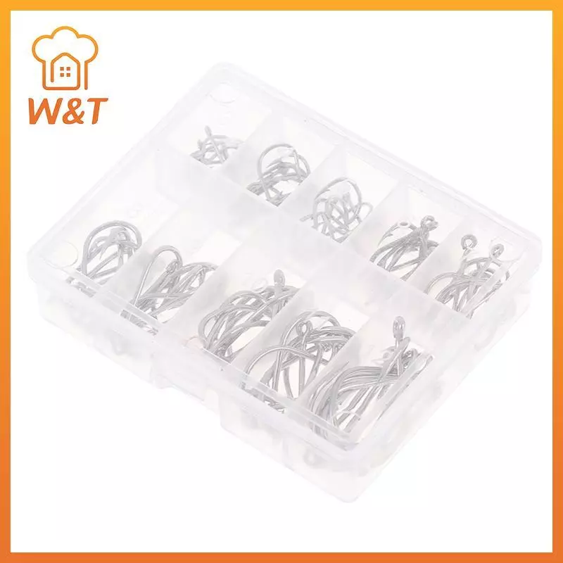 [W & T] 100 Cái / hộp Móc Câu Cá Thép Carbon Vòng Tròn Đơn Móc Câu Cá Phụ Kiện Mới