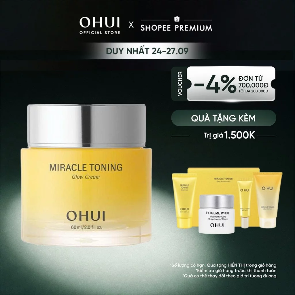 Kem dưỡng ẩm sáng da căn bóng chứa Vitamin C giúp da săn hỗ trợ chống oxy hóa Miracle Toning Glow Cream 60ml