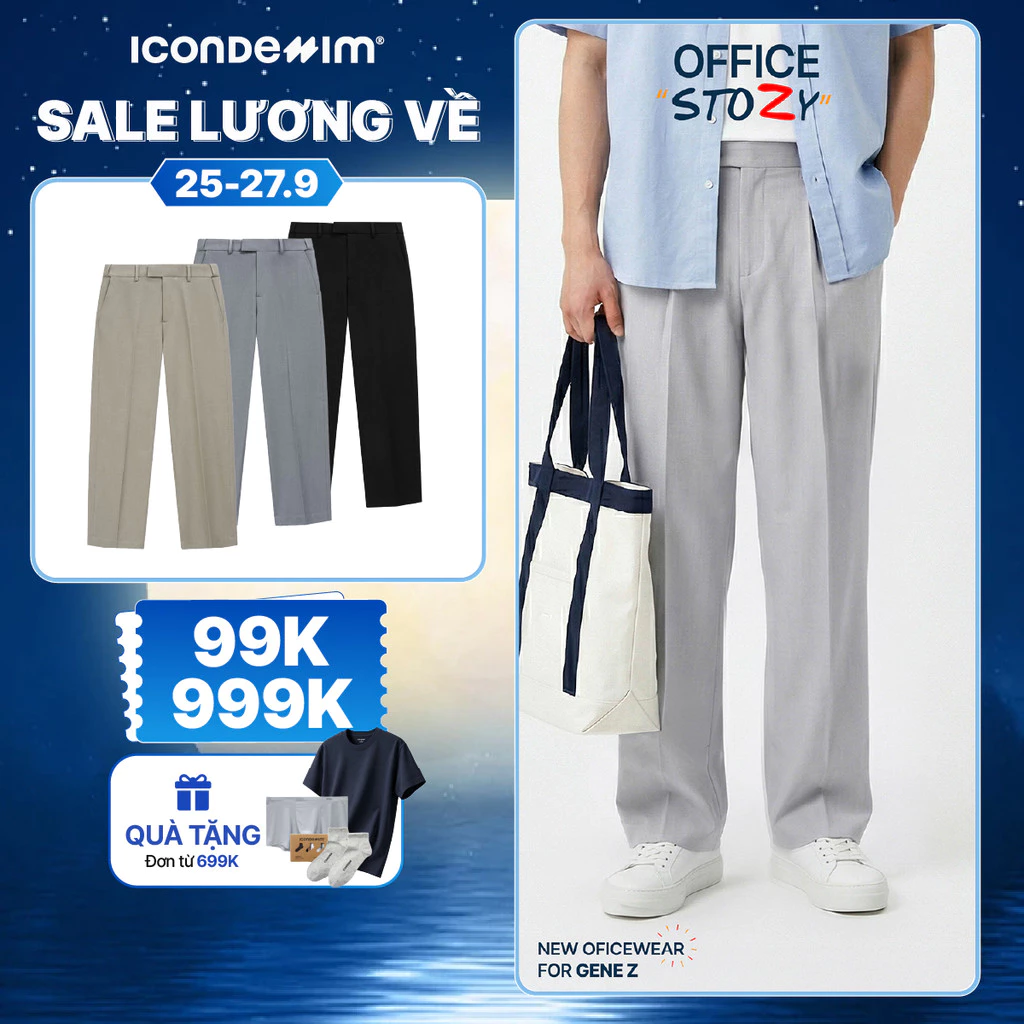 Quần Tây Nam ICONDENIM City Straight Form Straight QTID0076