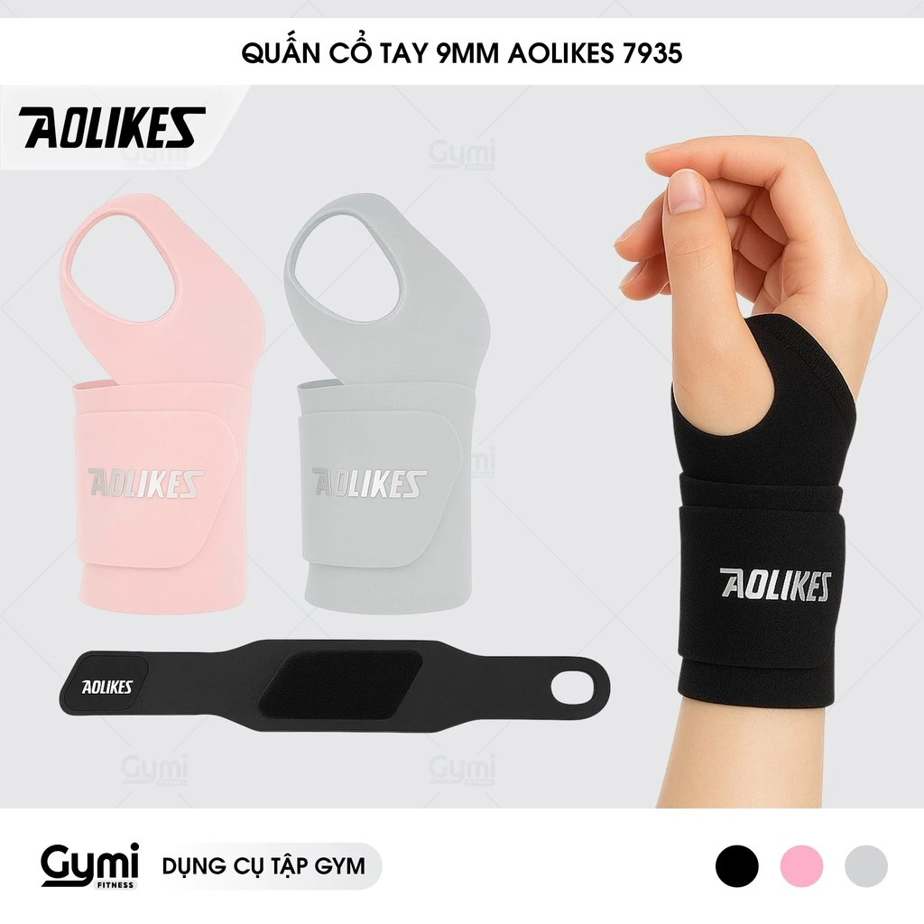 [1 Chiếc] Băng Quấn Cổ Tay Aolikes 7935 - Siêu Mỏng, Hỗ Trợ Cố Định Gym, Yoga, Bóng Rổ, Pickleball - AL7935