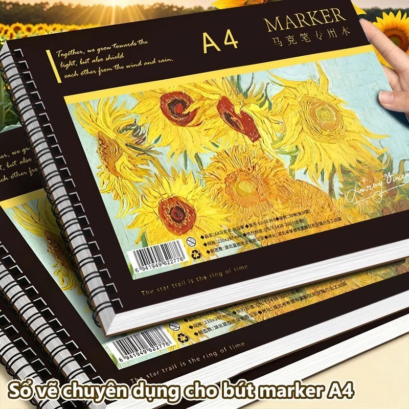 Sổ Vẽ Marker Chuyên Dụng Giấy Dày, Sổ A4 Lò Xo Dùng Cho Vẽ Tranh Chuyên Nghiệp Học Sinh