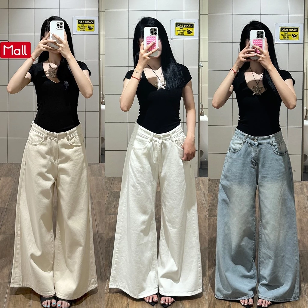 Quần Jean Nữ Ống Rộng 33-37cm Loe Cao Cạp Cao LC LUCY MALL Flared Wide Leg Jeans Korean Fashion