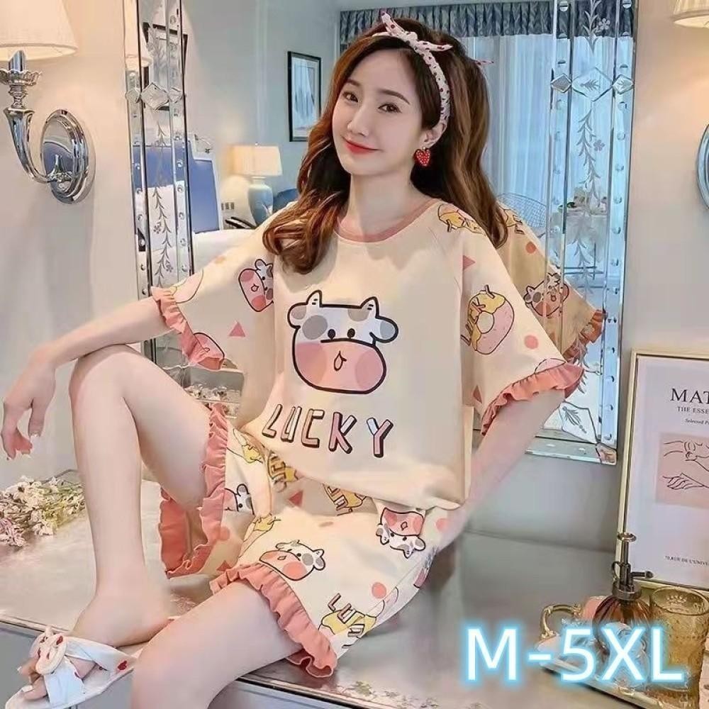 Bộ đồ ngủ ngắn tay thời trang mùa hè dành cho nữ plus size M-5XL ✨Chiosala30.vn✨