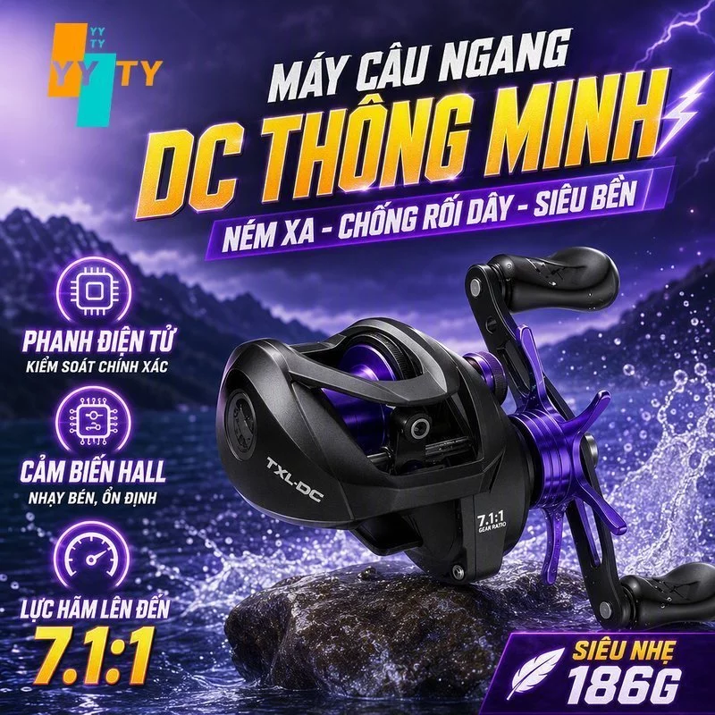 Máy ngang có chip DC – Phanh điện tử thông minh – Phù hợp học sinh, người mới chơi câu lure