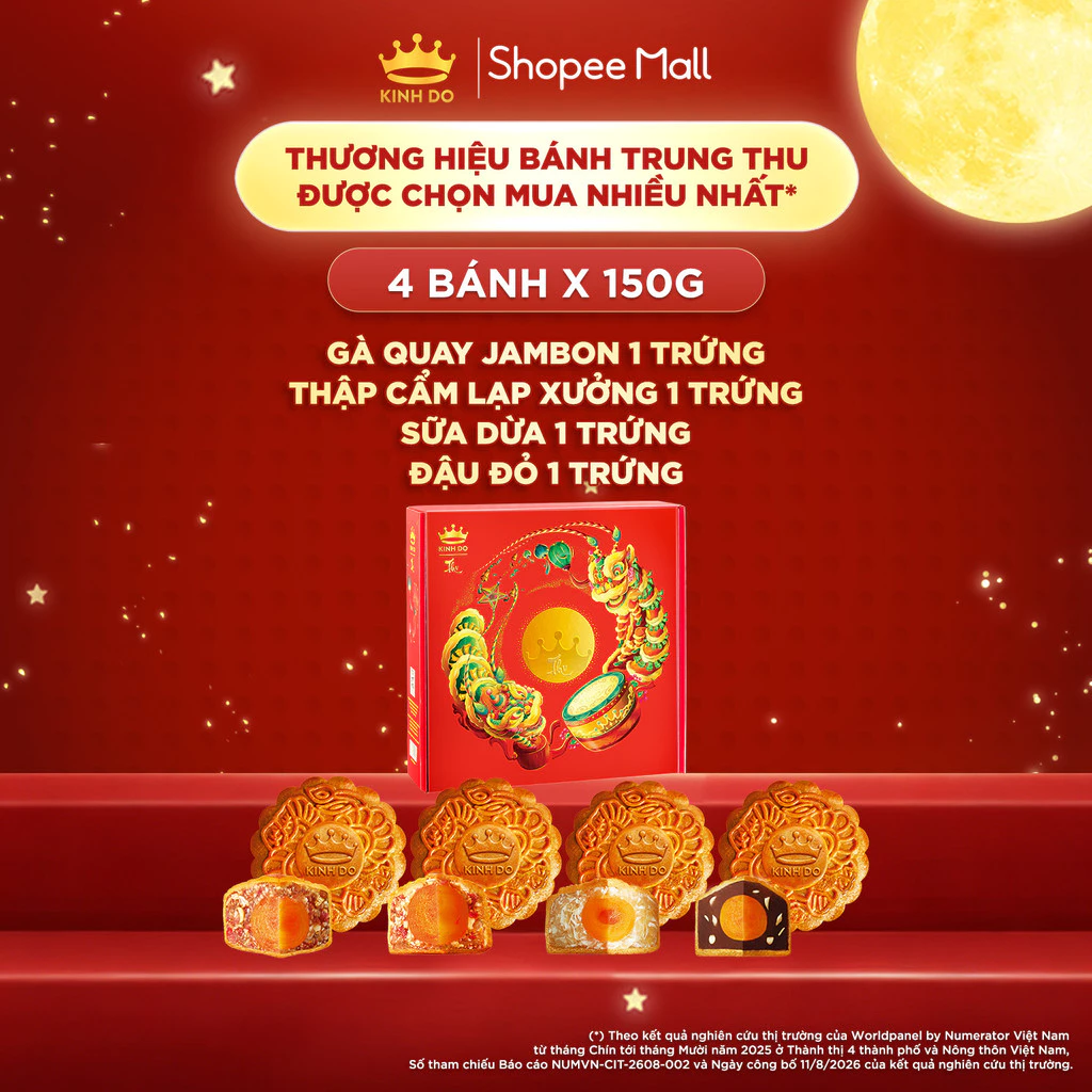 [CHỌN LOẠI] [PHÂN LOẠI TÚI + HỘP] Combo 4 bánh trung thu Kinh Đô "Nguyệt Viên Tứ Sắc" (4 bánh x 150g)