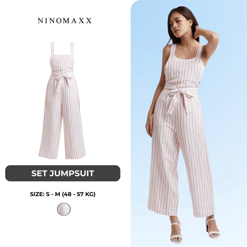 [CÒN SIZE S, M] N&M Bộ Jumsuit Nữ kẻ sọc visco linen 2002024