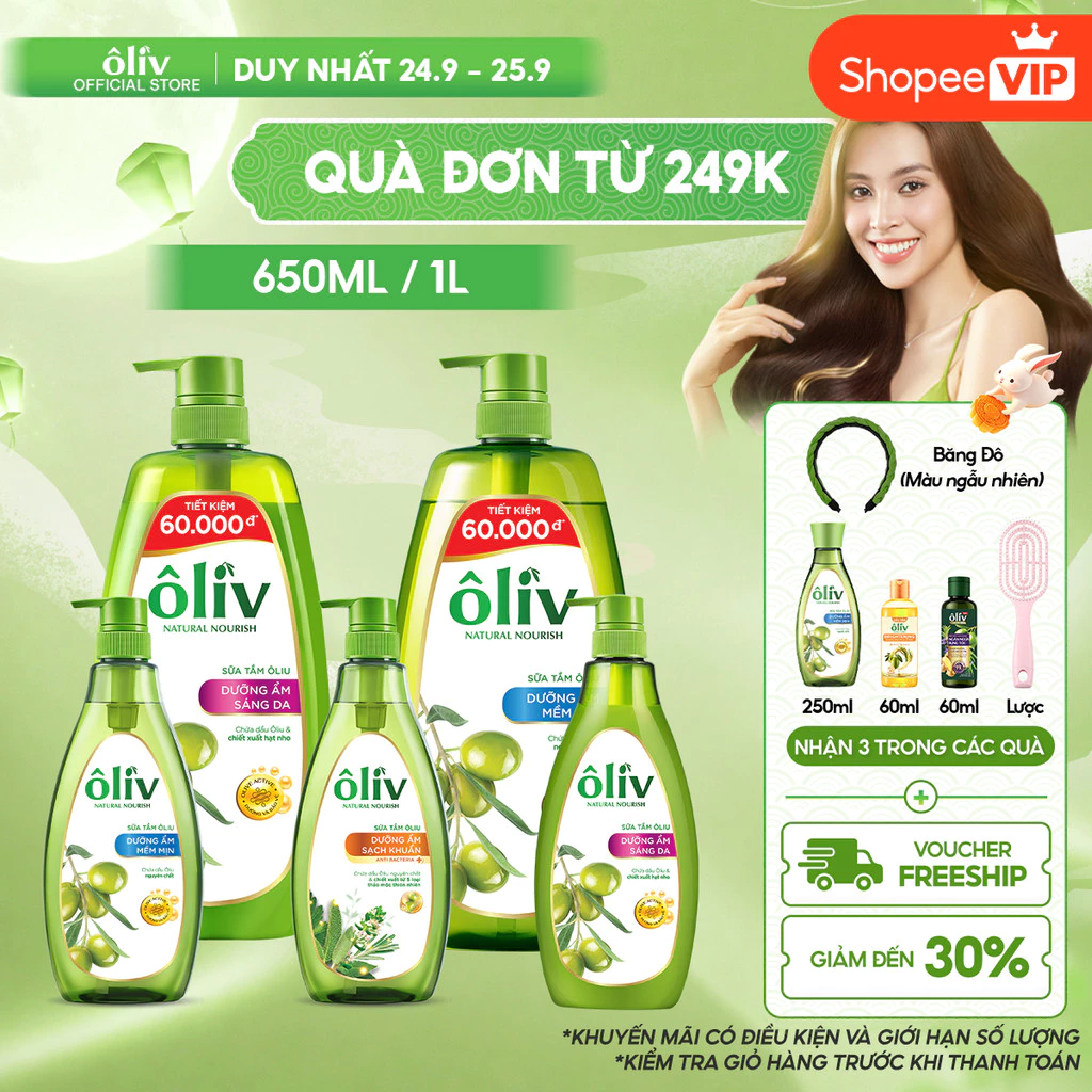 [VOUCHER SVIP 20%] Sữa Tắm Dưỡng Da Ôliv Dưỡng Ẩm 250ml/650ml/1L