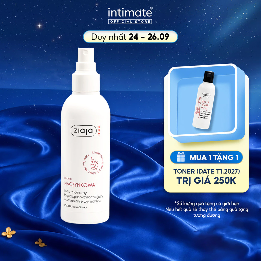 Toner Làm Dịu Da Tức Thì Ziaja Med Kuracja Naczynkowa Bổ Sung B5 Giúp Giảm Kích Ứng, Làm Lành Da 200ml