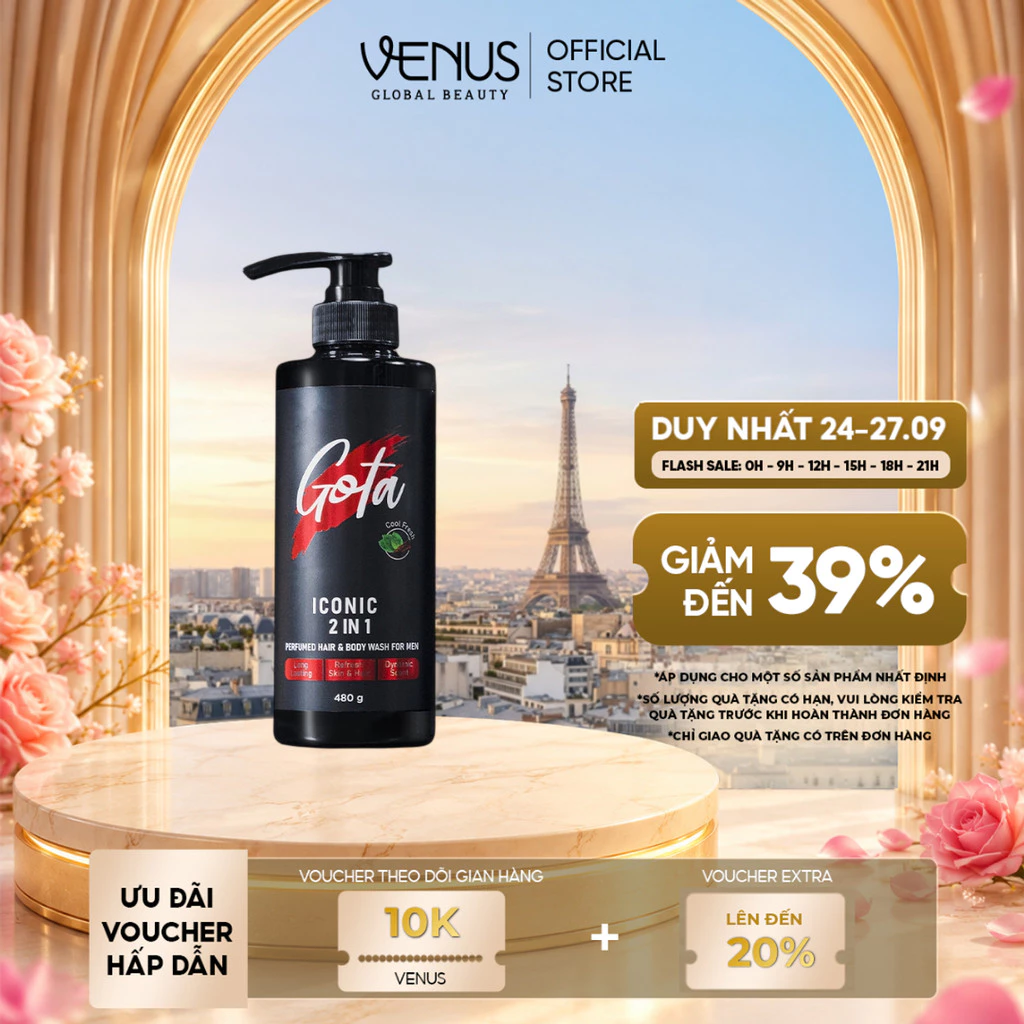 Sữa tắm - gội hương nước hoa Nam 2in1 Gota bạc hà mát lạnh 480G