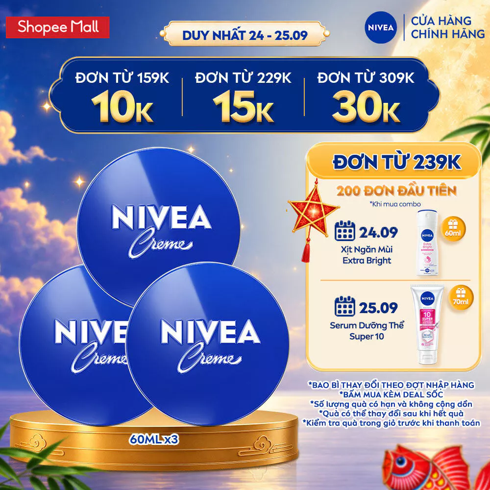 Bộ 03 Kem Dưỡng Ẩm Chuyên Sâu NIVEA Crème Hộp Thiếc (60 ml) - 80102x3