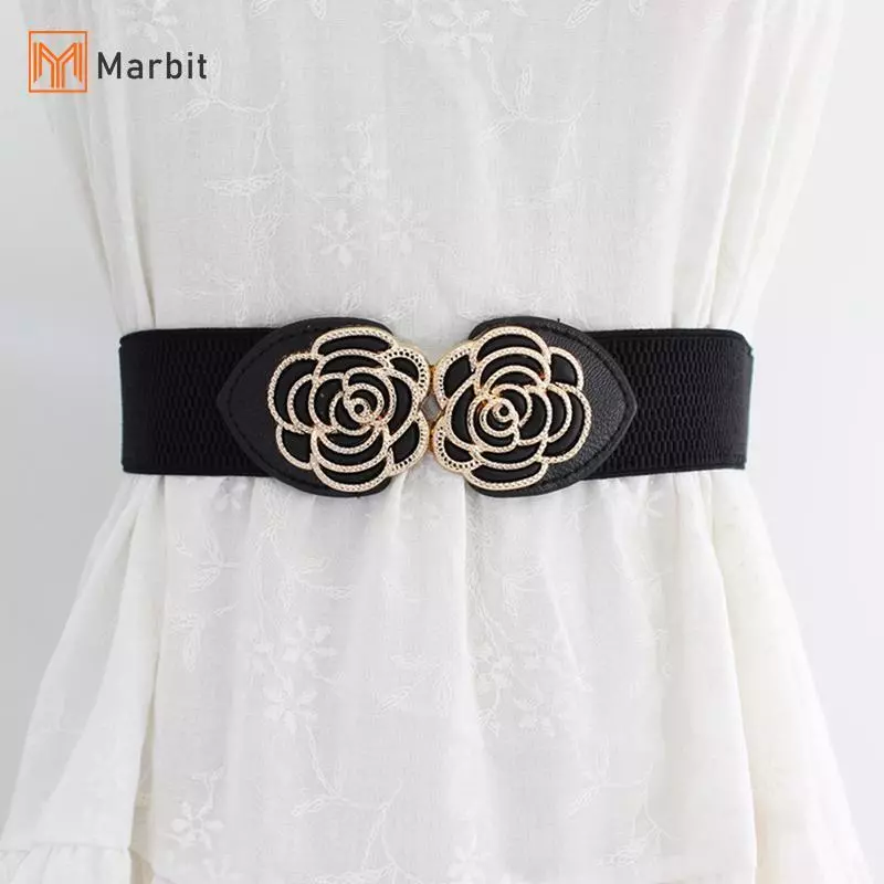 [Mar-T] Retro Hình Hoa Bule Rộng Co Giãn Thắt Lưng Cho Nữ Váy Thắt Lưng Quần Áo Phụ Kiện Trang Trí Tiệc