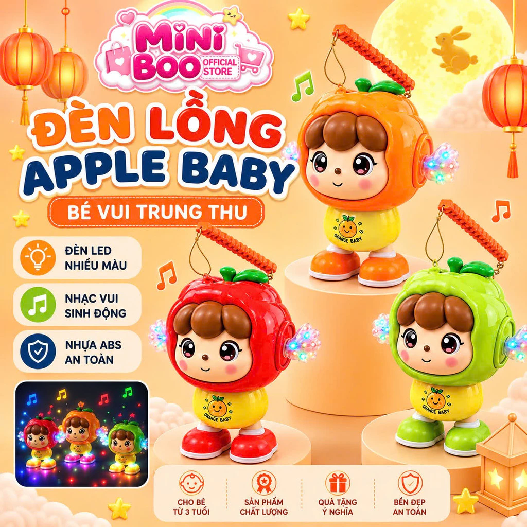 Đèn Lồng Trung Thu Hoạt Hình Quả Cho Bé – Nhảy Nhạc, Phát Sáng Cho Bé Mùa Trung Thu MINI BOO