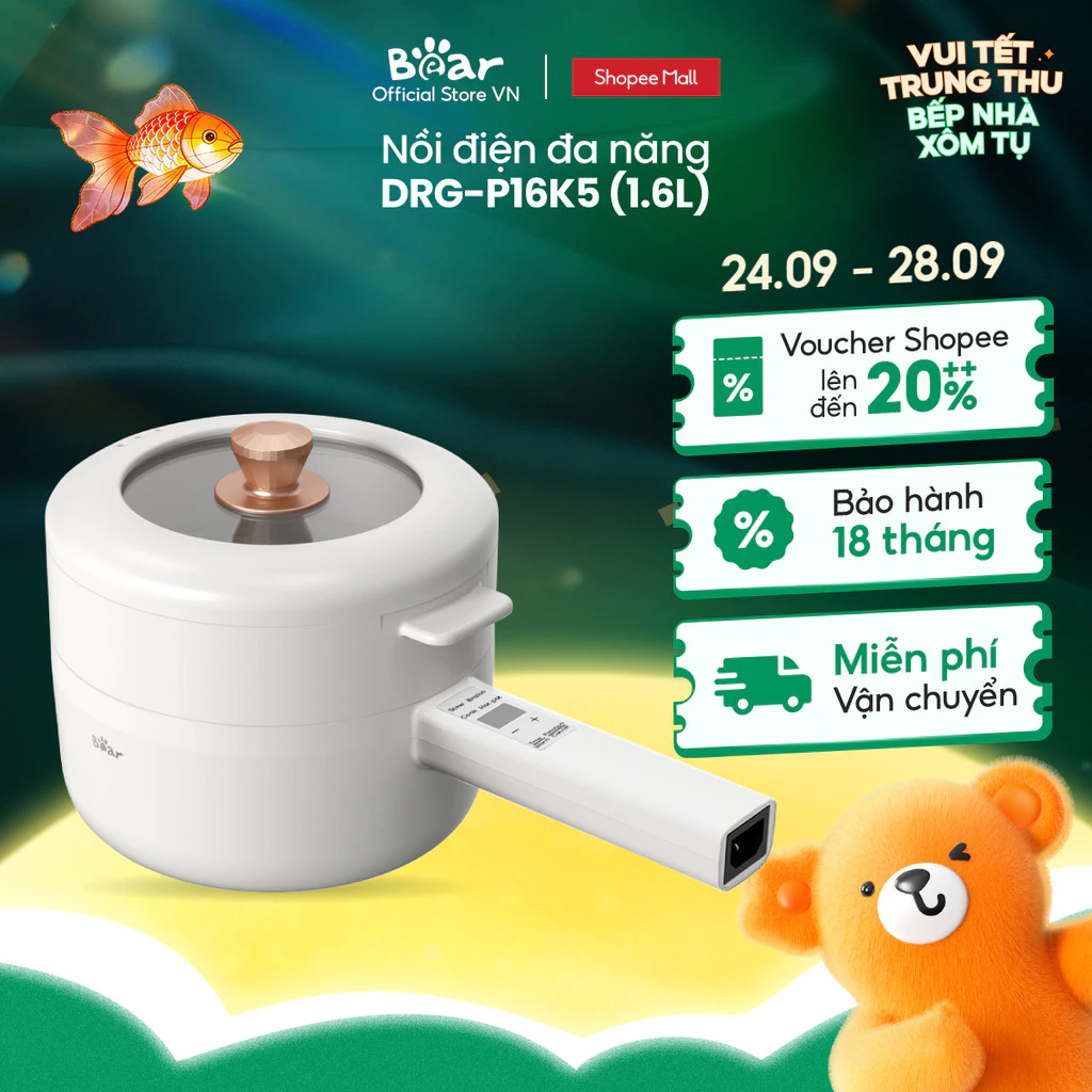 Nồi điện đa năng 1.6L  Bear DRG-P16K5 / P16M2/ E15P2 - Hàng Chính Hãng