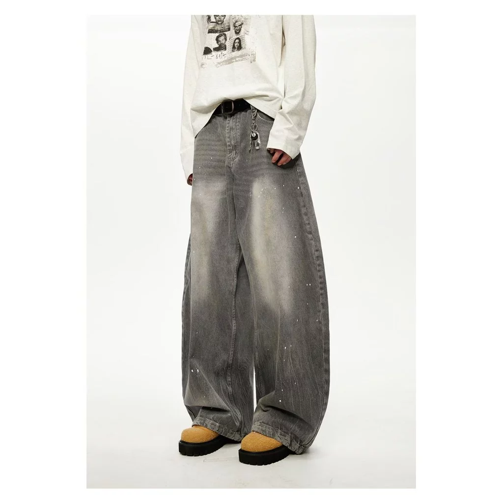 Quần Jean Nam Machete Xu Hướng Mới Quần jean baggy nam nữ phong cách American streetwear Form rộng ống suông thiết kế vảy màu Chất liệu denim rửa bạc vintage unisex
