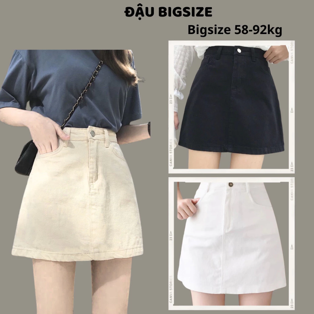 Chân váy bigsize nữ dáng chữ A khóa kéo lưng cao chất kaki dày dặn có quần bảo hộ  - CV11