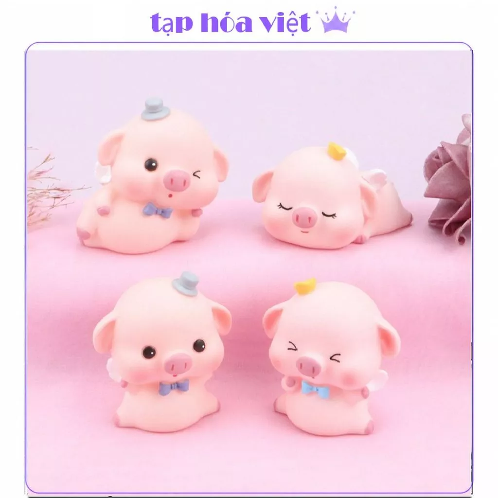 (2 GÓI) CẶP HEO NGỦ trang trí bánh sinh nhật, lợn nhựa trang trí