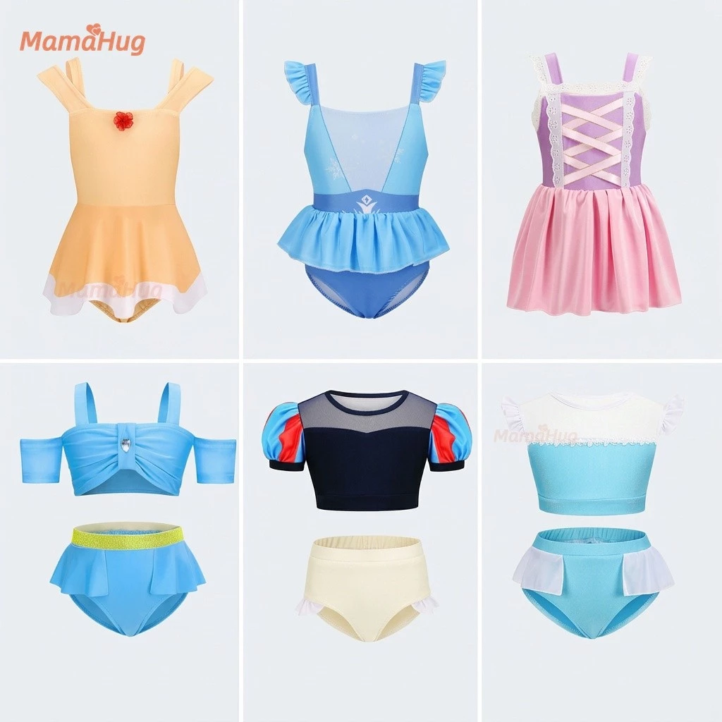 Bé Gái Công Chúa Một Mảnh Đồ Bơi Mùa Hè Mới Trẻ Em Bạch Tuyết Elsa Rapunzel Hai Mảnh Đồ Bơi Bộ Đồ Đi Biển Bộ Đồ Tắm Cho Trẻ Tập Đi Trẻ Em Thoáng Khí Nhanh Khô Chất Liệu Mềm Mại Phù Hợp